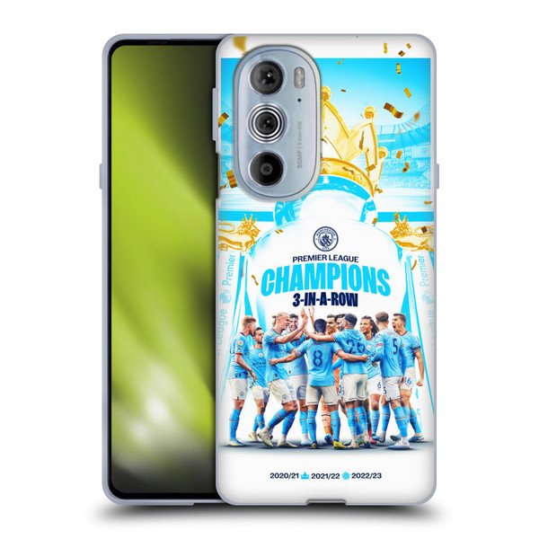 Manchester City Man City FC 2023 Champions Team Poster Soft Gel Case for Motorola Edge X30