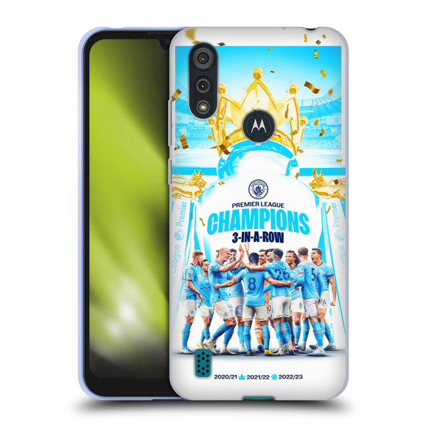Manchester City Man City FC 2023 Champions Team Poster Soft Gel Case for Motorola Moto E6s (2020)