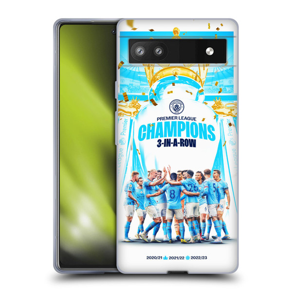 Manchester City Man City FC 2023 Champions Team Poster Soft Gel Case for Google Pixel 6a
