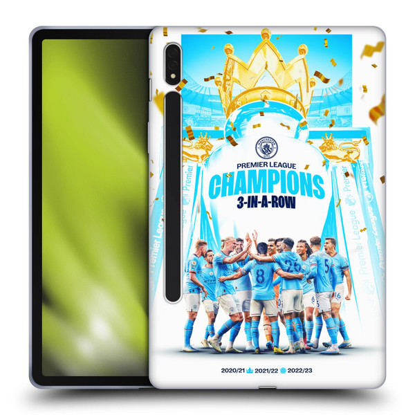 Manchester City Man City FC 2023 Champions Team Poster Soft Gel Case for Samsung Galaxy Tab S8