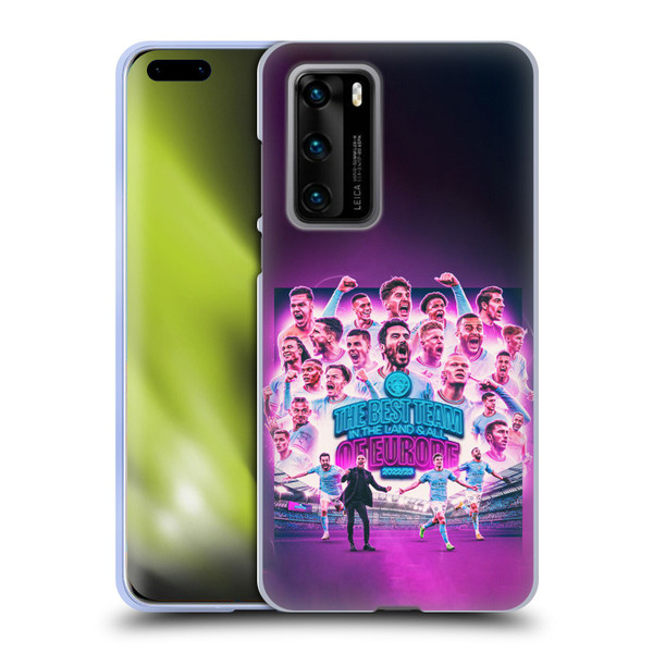 Manchester City Man City FC 2023 Champions of Europe Team Graphics Soft Gel Case for Huawei P40 5G
