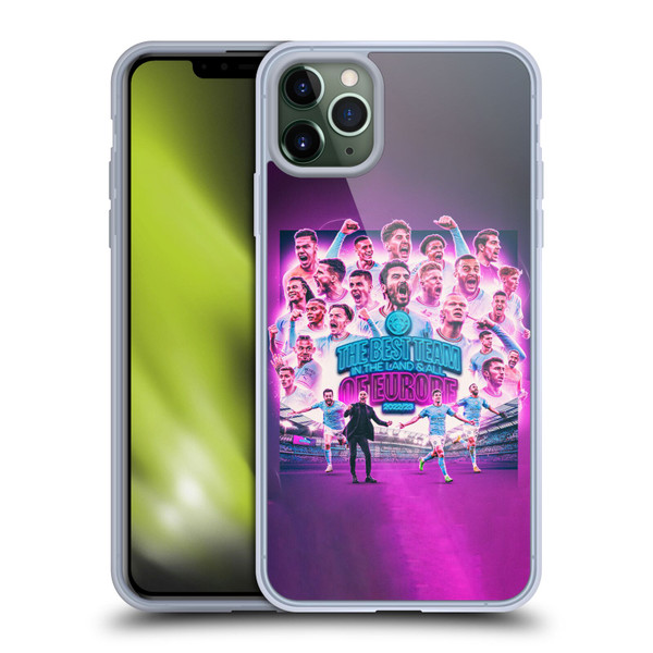 Manchester City Man City FC 2023 Champions of Europe Team Graphics Soft Gel Case for Apple iPhone 11 Pro Max