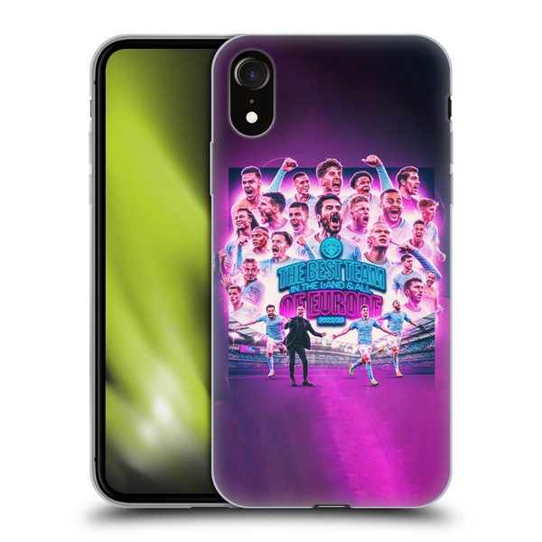Manchester City Man City FC 2023 Champions of Europe Team Graphics Soft Gel Case for Apple iPhone XR