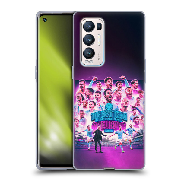 Manchester City Man City FC 2023 Champions of Europe Team Graphics Soft Gel Case for OPPO Find X3 Neo / Reno5 Pro+ 5G