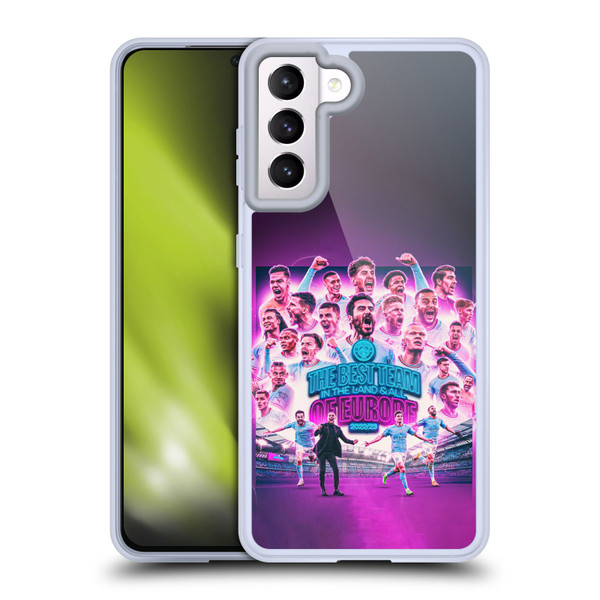 Manchester City Man City FC 2023 Champions of Europe Team Graphics Soft Gel Case for Samsung Galaxy S21 5G