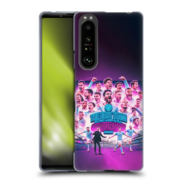 Manchester City Man City FC 2023 Champions of Europe Team Graphics Soft Gel Case for Sony Xperia 1 III