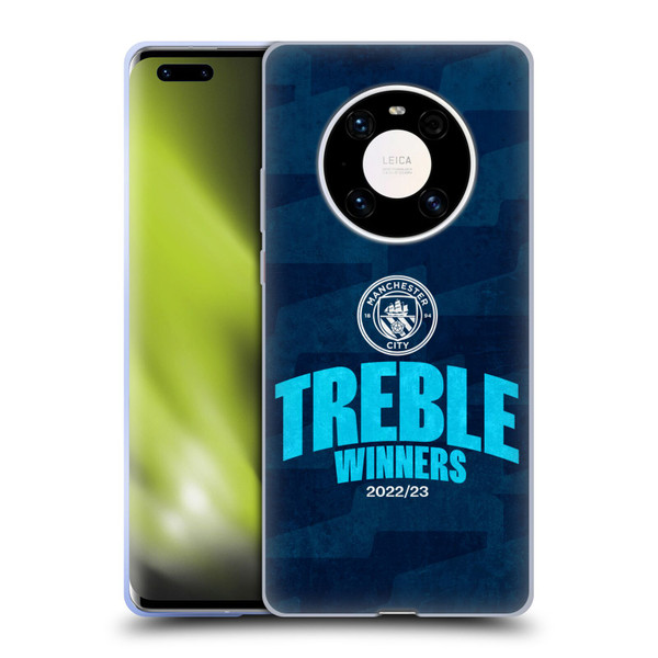 Manchester City Man City FC 2023 Treble Winners Graphics Soft Gel Case for Huawei Mate 40 Pro 5G