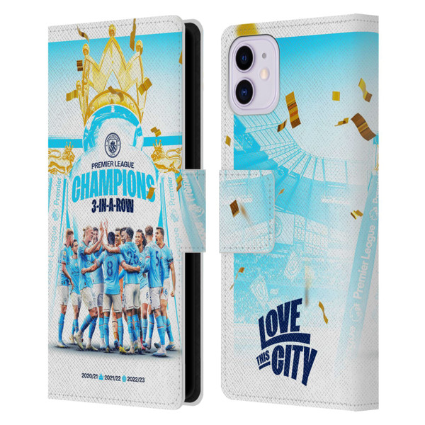 Manchester City Man City FC 2023 Champions Team Poster Leather Book Wallet Case Cover For Apple iPhone 11