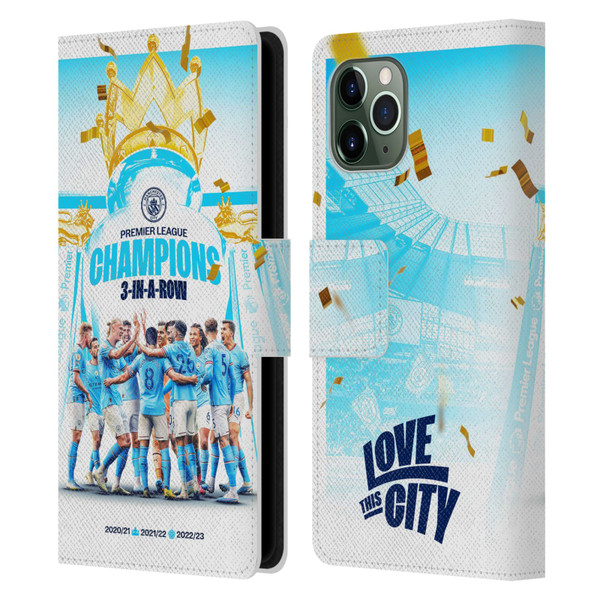 Manchester City Man City FC 2023 Champions Team Poster Leather Book Wallet Case Cover For Apple iPhone 11 Pro
