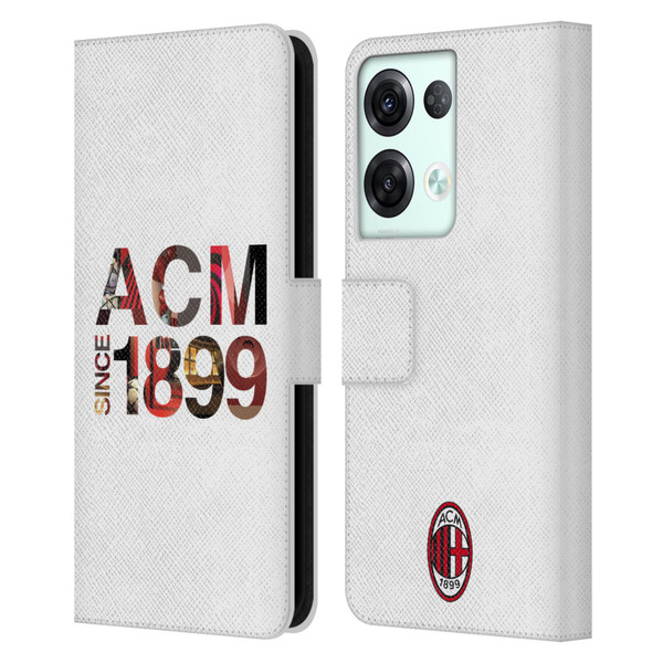 AC Milan Adults 1899 Leather Book Wallet Case Cover For OPPO Reno8 Pro