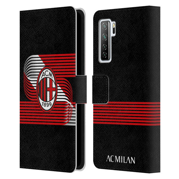 AC Milan Crest Patterns Diagonal Leather Book Wallet Case Cover For Huawei Nova 7 SE/P40 Lite 5G