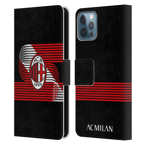 AC Milan Crest Patterns Diagonal Leather Book Wallet Case Cover For Apple iPhone 12 / iPhone 12 Pro