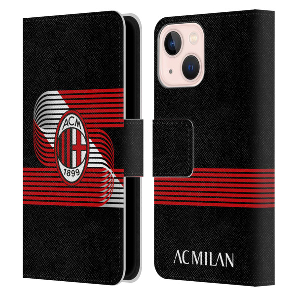 AC Milan Crest Patterns Diagonal Leather Book Wallet Case Cover For Apple iPhone 13 Mini