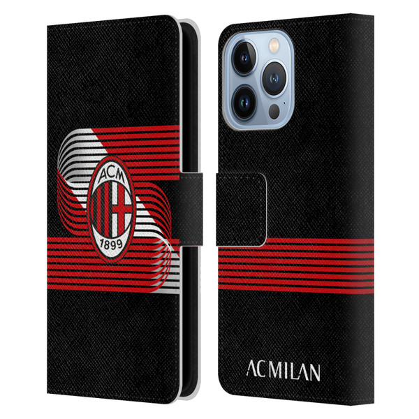 AC Milan Crest Patterns Diagonal Leather Book Wallet Case Cover For Apple iPhone 13 Pro