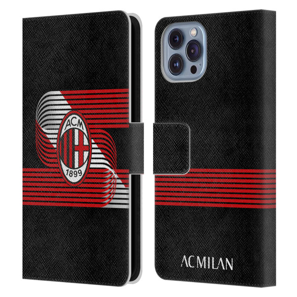 AC Milan Crest Patterns Diagonal Leather Book Wallet Case Cover For Apple iPhone 14