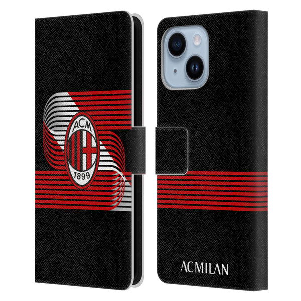 AC Milan Crest Patterns Diagonal Leather Book Wallet Case Cover For Apple iPhone 14 Plus