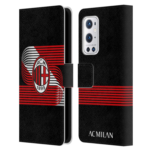 AC Milan Crest Patterns Diagonal Leather Book Wallet Case Cover For OnePlus 9 Pro