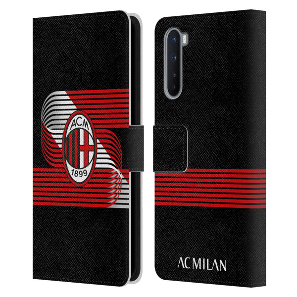 AC Milan Crest Patterns Diagonal Leather Book Wallet Case Cover For OnePlus Nord 5G