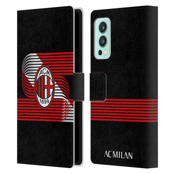 AC Milan Crest Patterns Diagonal Leather Book Wallet Case Cover For OnePlus Nord 2 5G