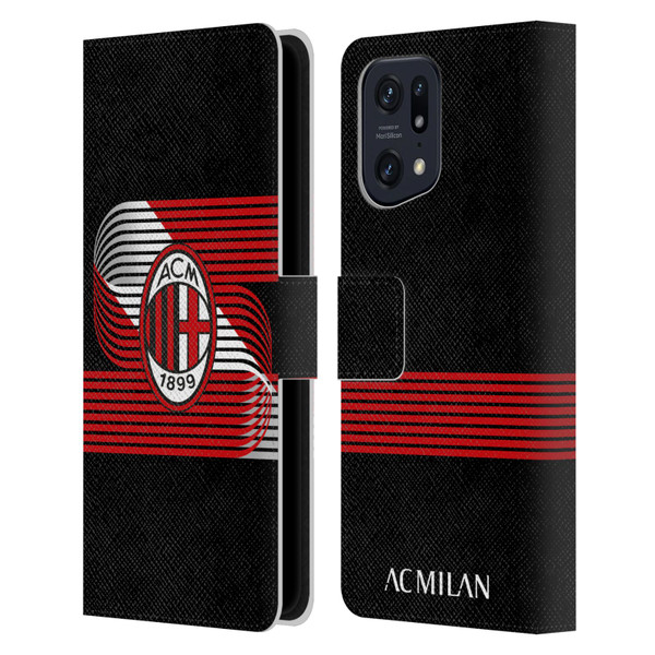 AC Milan Crest Patterns Diagonal Leather Book Wallet Case Cover For OPPO Find X5