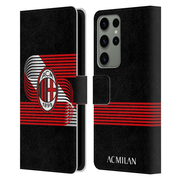 AC Milan Crest Patterns Diagonal Leather Book Wallet Case Cover For Samsung Galaxy S23 Ultra 5G