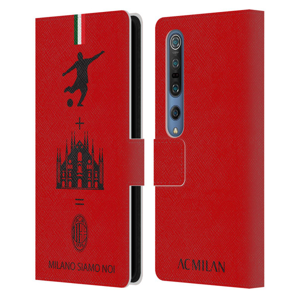 AC Milan Crest Patterns Red Leather Book Wallet Case Cover For Xiaomi Mi 10 5G / Mi 10 Pro 5G