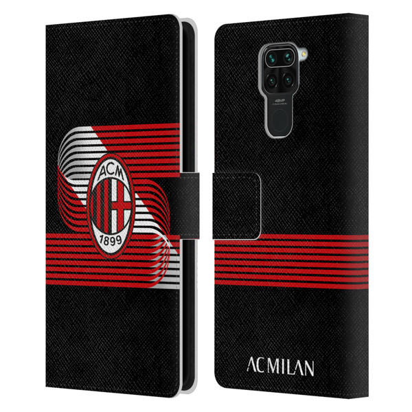 AC Milan Crest Patterns Diagonal Leather Book Wallet Case Cover For Xiaomi Redmi Note 9 / Redmi 10X 4G