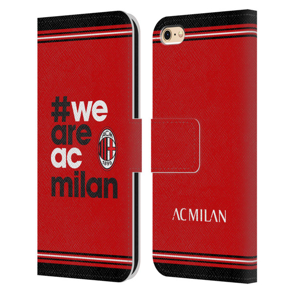 AC Milan Crest Stripes Leather Book Wallet Case Cover For Apple iPhone 6 / iPhone 6s