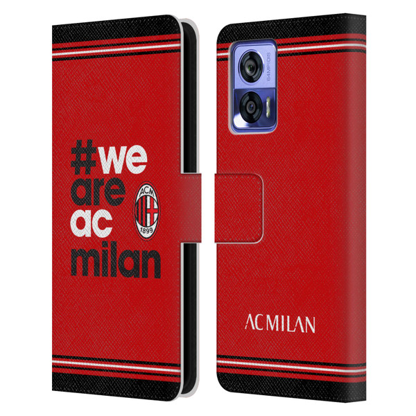 AC Milan Crest Stripes Leather Book Wallet Case Cover For Motorola Edge 30 Neo 5G