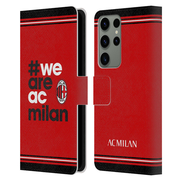 AC Milan Crest Stripes Leather Book Wallet Case Cover For Samsung Galaxy S23 Ultra 5G