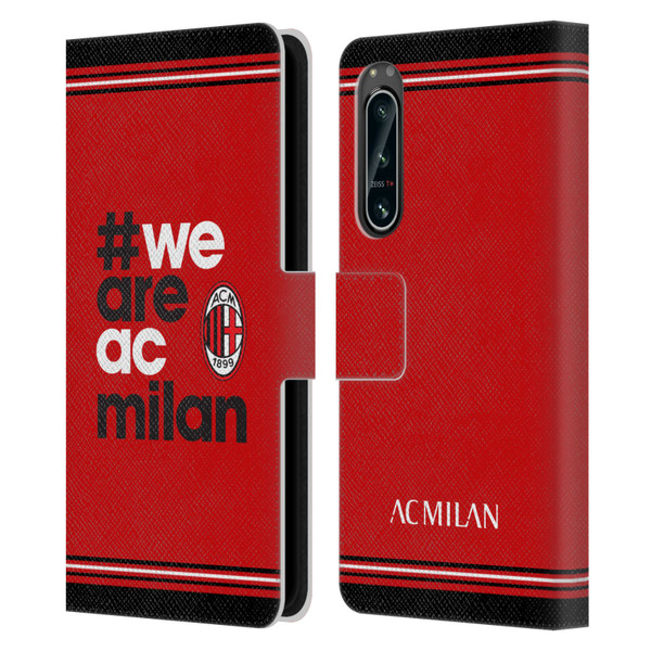 AC Milan Crest Stripes Leather Book Wallet Case Cover For Sony Xperia 5 IV