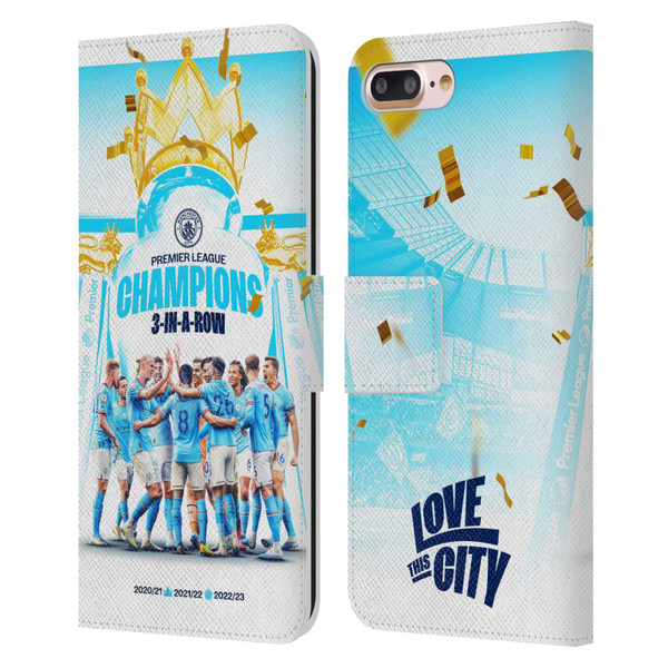 Manchester City Man City FC 2023 Champions Team Poster Leather Book Wallet Case Cover For Apple iPhone 7 Plus / iPhone 8 Plus