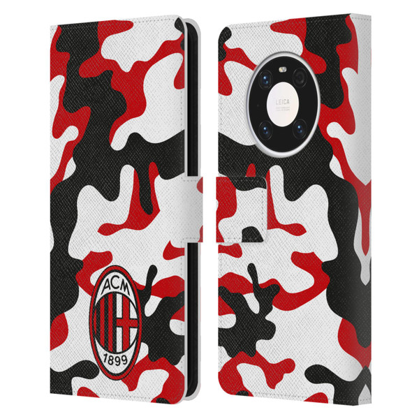 AC Milan Crest Patterns Camouflage Leather Book Wallet Case Cover For Huawei Mate 40 Pro 5G