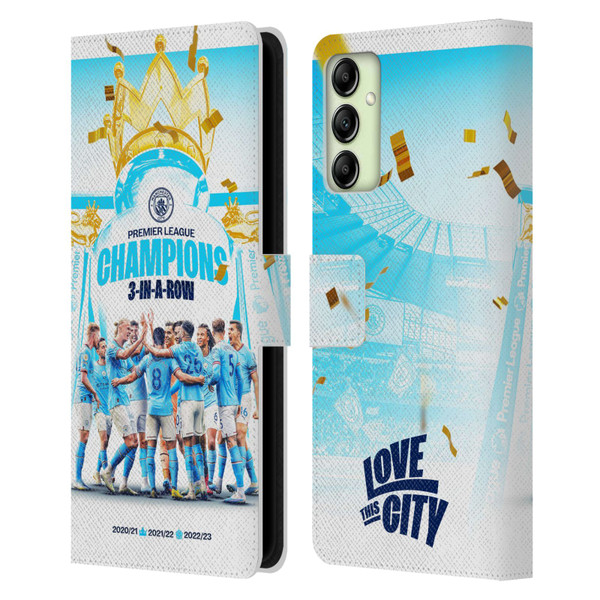 Manchester City Man City FC 2023 Champions Team Poster Leather Book Wallet Case Cover For Samsung Galaxy A14 5G