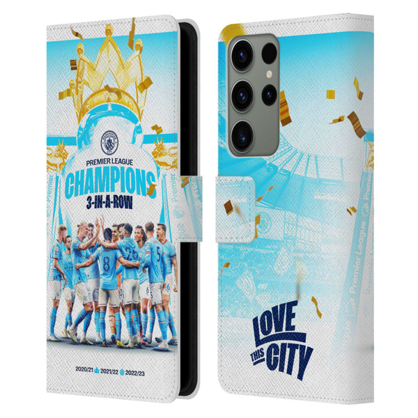 Manchester City Man City FC 2023 Champions Team Poster Leather Book Wallet Case Cover For Samsung Galaxy S23 Ultra 5G