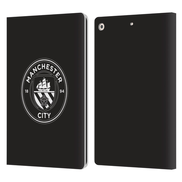 Manchester City Man City FC Badge Black White Mono Leather Book Wallet Case Cover For Apple iPad 10.2 2019/2020/2021