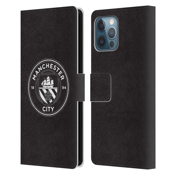 Manchester City Man City FC Badge Black White Mono Leather Book Wallet Case Cover For Apple iPhone 12 Pro Max