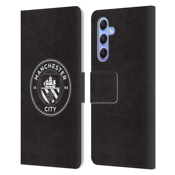 Manchester City Man City FC Badge Black White Mono Leather Book Wallet Case Cover For Samsung Galaxy A34 5G