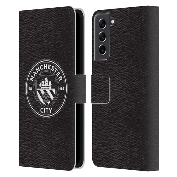 Manchester City Man City FC Badge Black White Mono Leather Book Wallet Case Cover For Samsung Galaxy S21 FE 5G