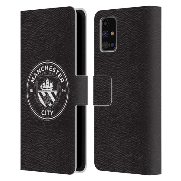 Manchester City Man City FC Badge Black White Mono Leather Book Wallet Case Cover For Samsung Galaxy M31s (2020)