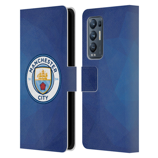 Manchester City Man City FC Badge Geometric Obsidian Full Colour Leather Book Wallet Case Cover For OPPO Find X3 Neo / Reno5 Pro+ 5G