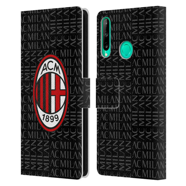 AC Milan Crest Patterns Red And Grey Leather Book Wallet Case Cover For Huawei P40 lite E
