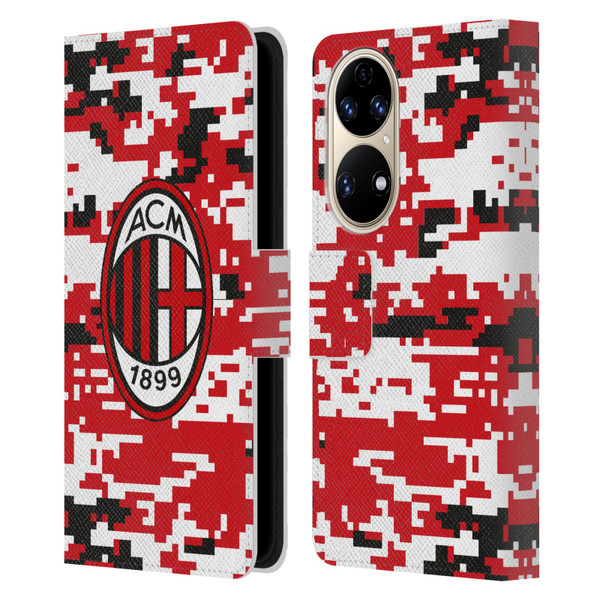 AC Milan Crest Patterns Digital Camouflage Leather Book Wallet Case Cover For Huawei P50