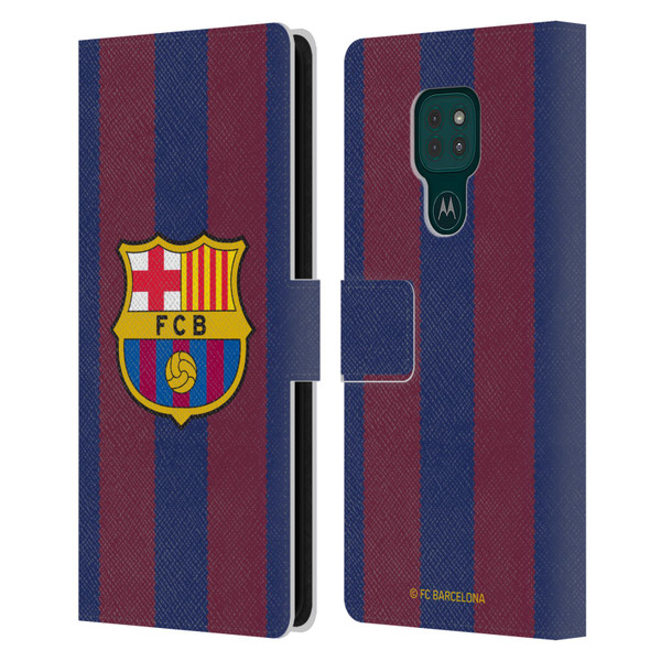 FC Barcelona 2023/24 Crest Kit Home Leather Book Wallet Case Cover For Motorola Moto G9 Play