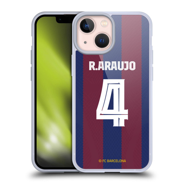 FC Barcelona 2023/24 Players Home Kit Ronald Araújo Soft Gel Case for Apple iPhone 13 Mini