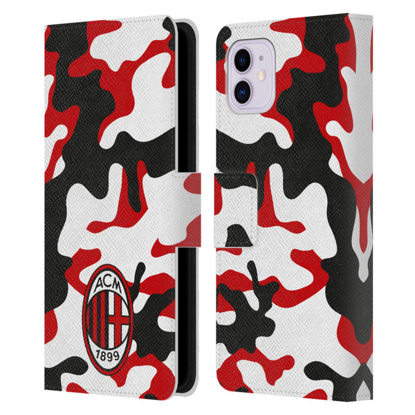 AC Milan Crest Patterns Camouflage Leather Book Wallet Case Cover For Apple iPhone 11