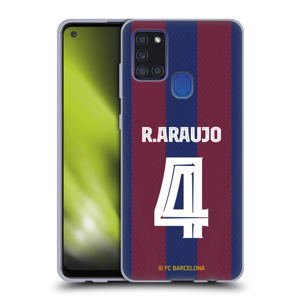 FC Barcelona 2023/24 Players Home Kit Ronald Araújo Soft Gel Case for Samsung Galaxy A21s (2020)