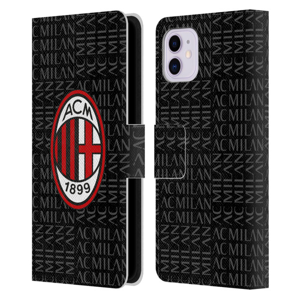 AC Milan Crest Patterns Red And Grey Leather Book Wallet Case Cover For Apple iPhone 11