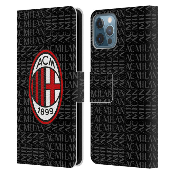 AC Milan Crest Patterns Red And Grey Leather Book Wallet Case Cover For Apple iPhone 12 / iPhone 12 Pro