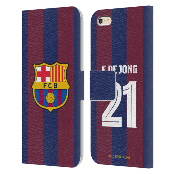 FC Barcelona 2023/24 Players Home Kit Frenkie de Jong Leather Book Wallet Case Cover For Apple iPhone 6 Plus / iPhone 6s Plus